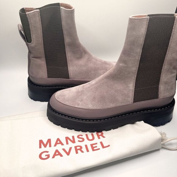 NWOT MANSUR GAVRIEL SOMA TAUPE SUEDE LUGGED SOLE ANKLE BOOTS - 8 (38) - Picture 5 of 13